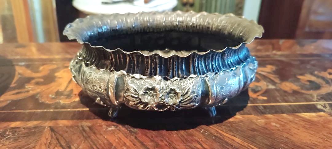 zuppiera in argento cesellato massiccio - italia fine 800 -grammi 328