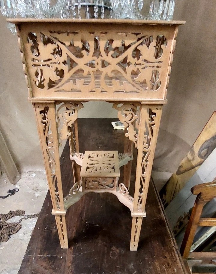 RARO TAVOLINO LEGNO A TRAFORO DITTA AMATI TORINO ANTICO-photo-4