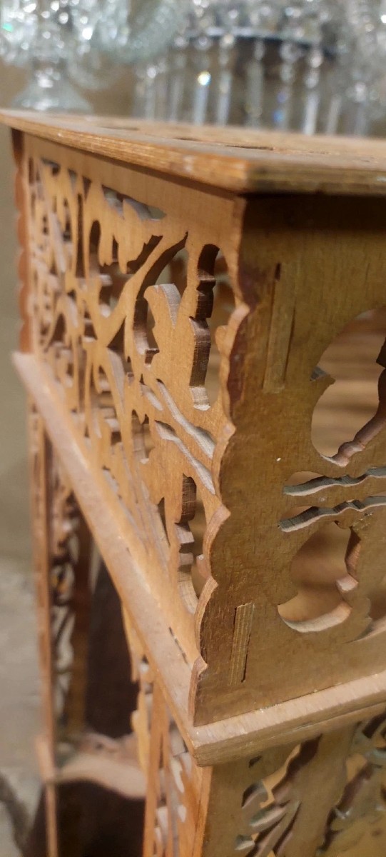 RARO TAVOLINO LEGNO A TRAFORO DITTA AMATI TORINO ANTICO-photo-6