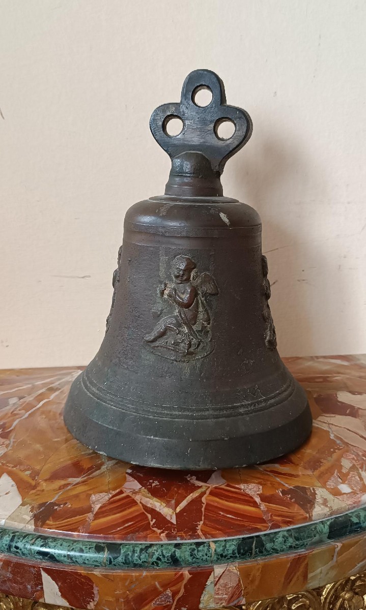  antica campana in bronzo Toscana XVIII secolo -h.27 cm-photo-2