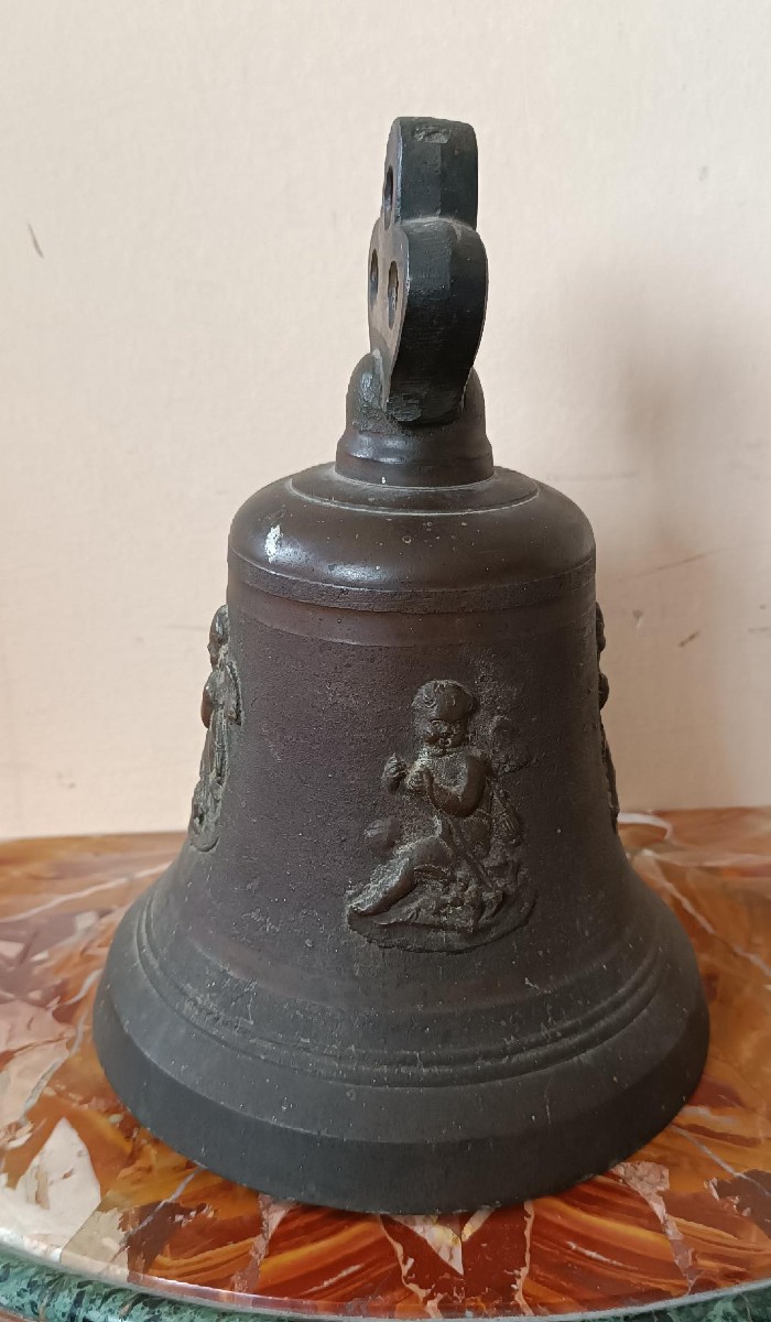  antica campana in bronzo Toscana XVIII secolo -h.27 cm-photo-3