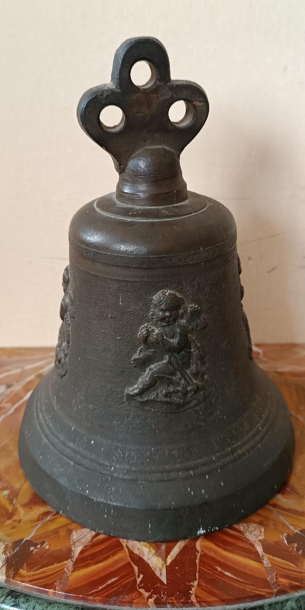  antica campana in bronzo Toscana XVIII secolo -h.27 cm-photo-4