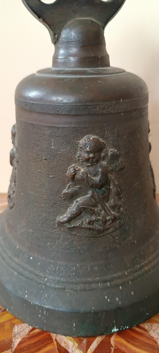  antica campana in bronzo Toscana XVIII secolo -h.27 cm-photo-1