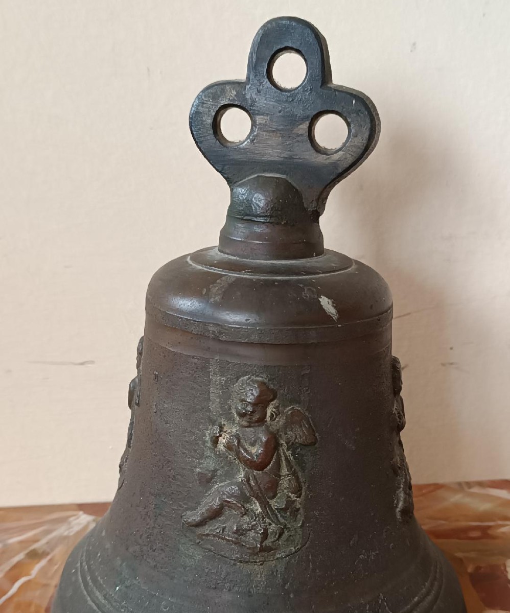  antica campana in bronzo Toscana XVIII secolo -h.27 cm-photo-2