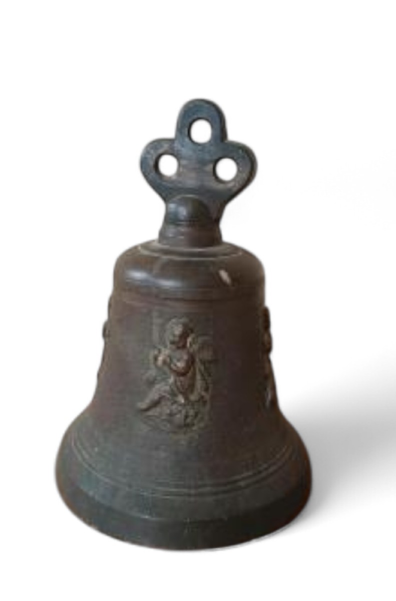  antica campana in bronzo Toscana XVIII secolo -h.27 cm