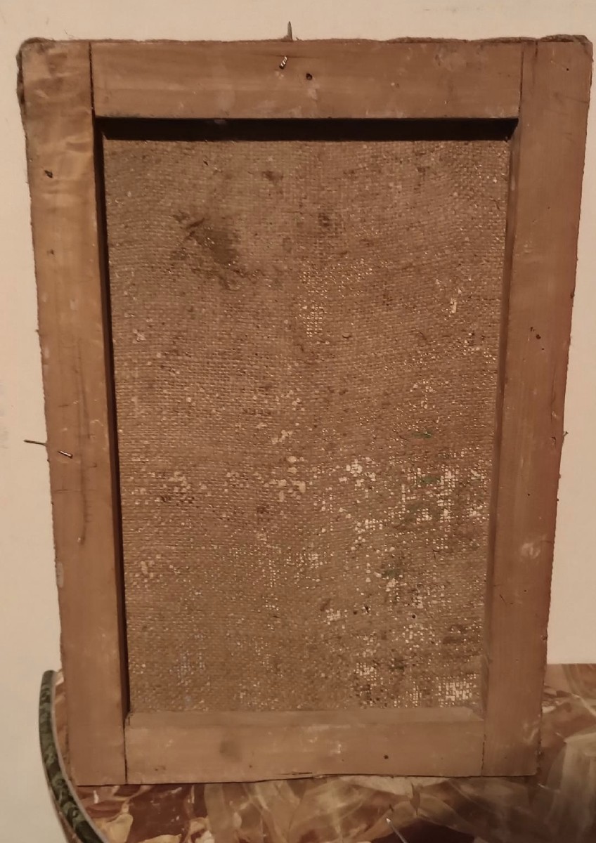 dipinto antico fine 800 scorcio paese olio su tela-photo-2