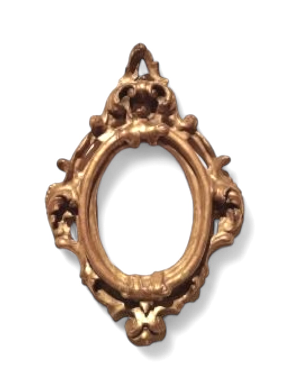 Cornice antica ovale dorata e intagliata Luigi XIV -Toscana XVII secolo