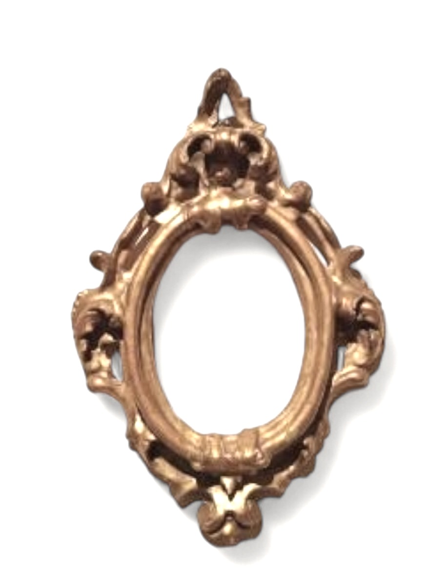 Cornice antica ovale dorata e intagliata Luigi XIV -Toscana XVII secolo 51x34 cm