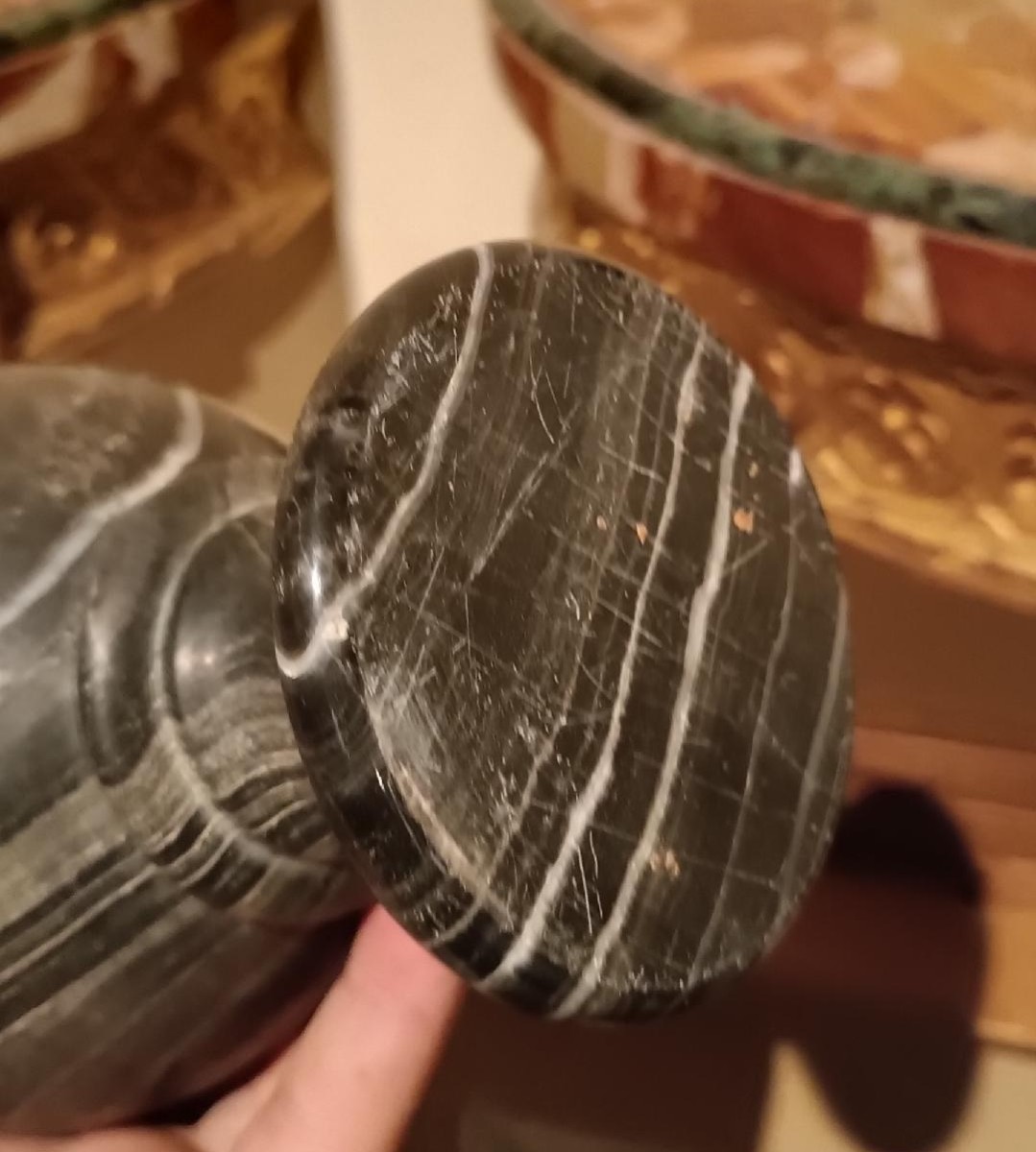 Coppia vasi ad urna in marmo nero serpentino primi 900 stile impero-photo-5