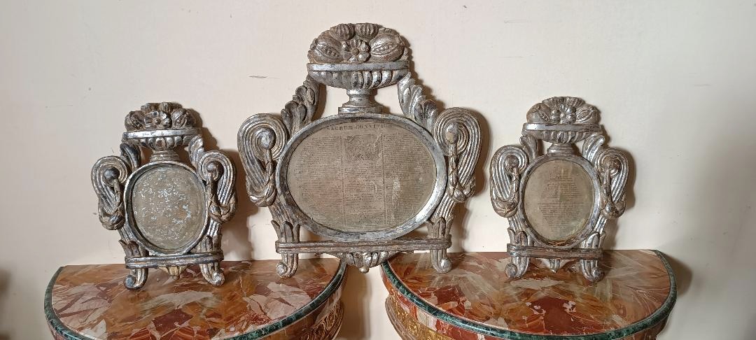 Trittico carteglorie , cornici XVIII secolo