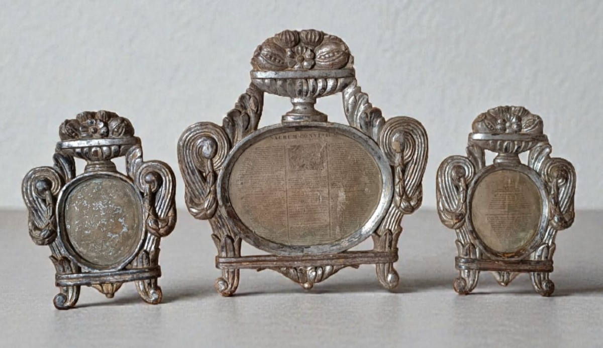 Trittico carteglorie , cornici XVIII secolo