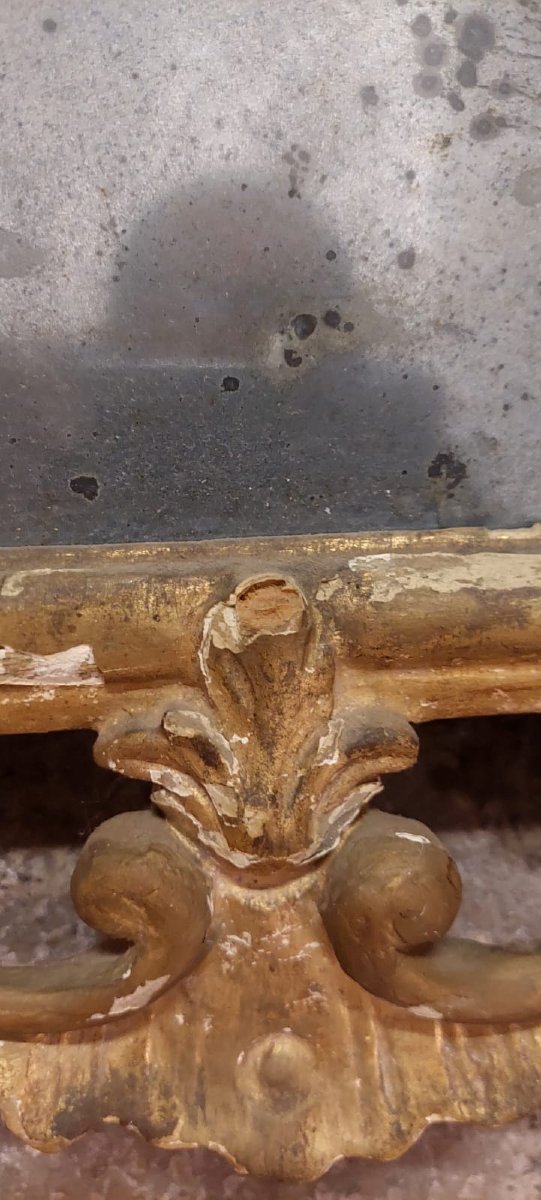 Antica Specchiera Legno  Barocca Originale Inizio XVIII secolo Dorata Intagliata-photo-4