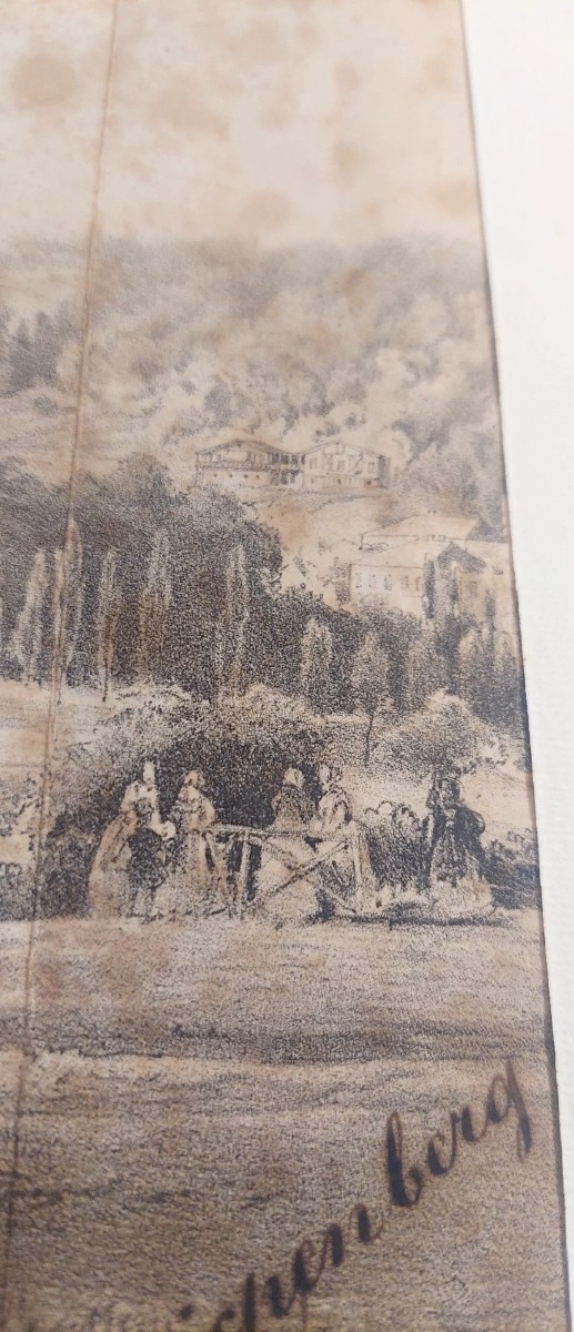 Disegno China Su Carta Con Personaggi Gleichenberg Austria XIX secolo Antico-photo-1