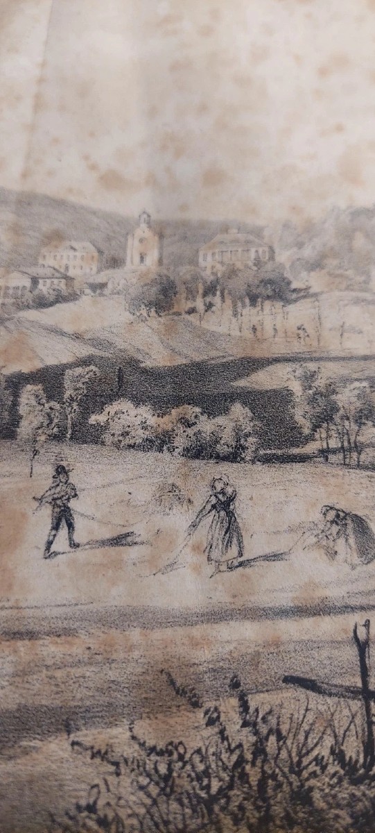 Disegno China Su Carta Con Personaggi Gleichenberg Austria XIX secolo Antico-photo-3