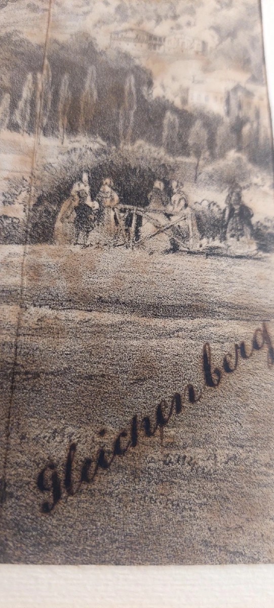 Disegno China Su Carta Con Personaggi Gleichenberg Austria XIX secolo Antico-photo-5