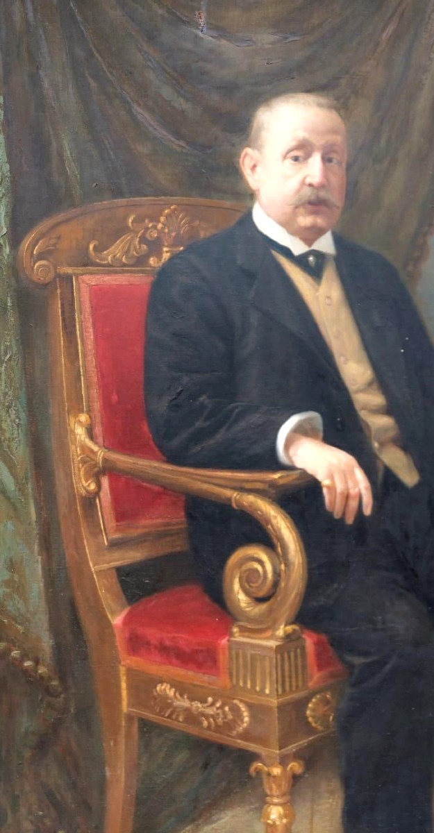 Grande dipinto olio su tela datato e firmato -SILVIO NELLI (1872-1921) -H.216 CM-photo-3