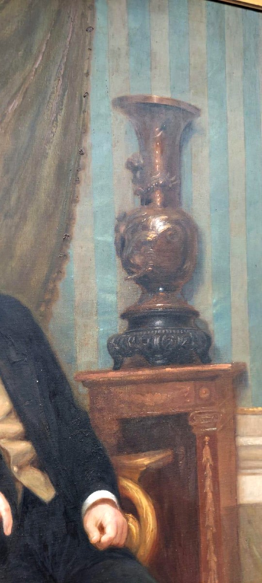 Grande dipinto olio su tela datato e firmato -SILVIO NELLI (1872-1921) -H.216 CM-photo-2