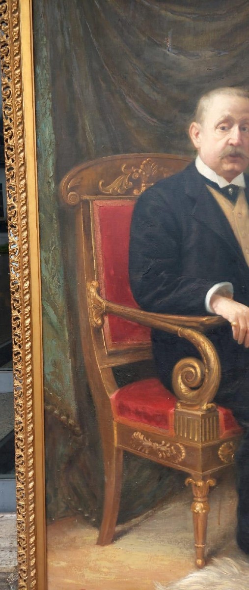 Grande dipinto olio su tela datato e firmato -SILVIO NELLI (1872-1921) -H.216 CM-photo-3