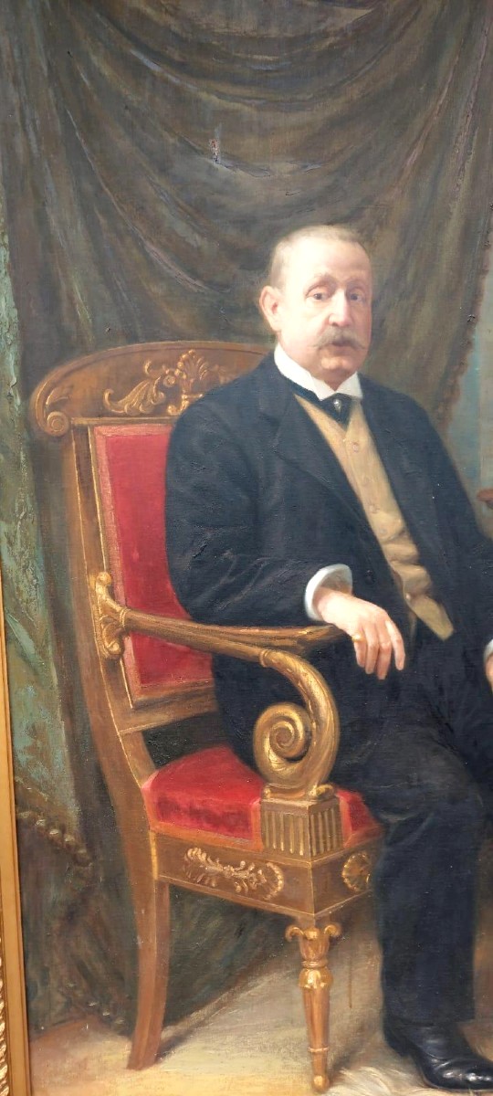 Grande dipinto olio su tela datato e firmato -SILVIO NELLI (1872-1921) -H.216 CM-photo-4