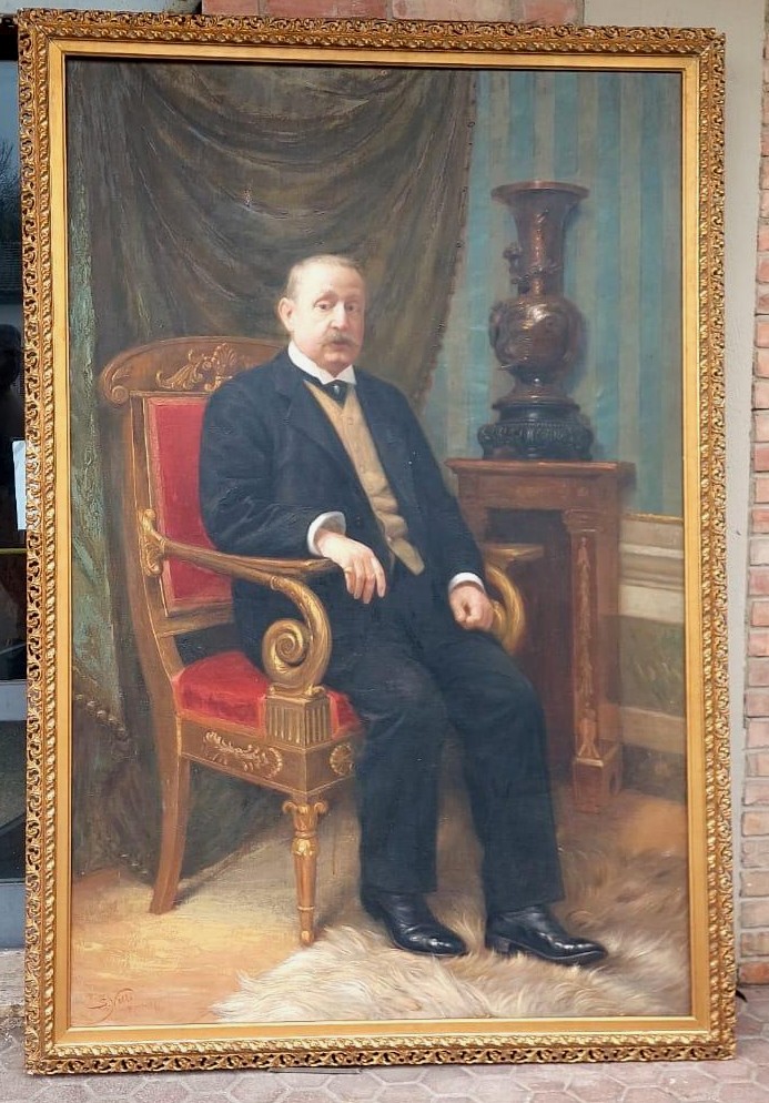 Grande dipinto olio su tela datato e firmato -SILVIO NELLI (1872-1921) -H.216 CM