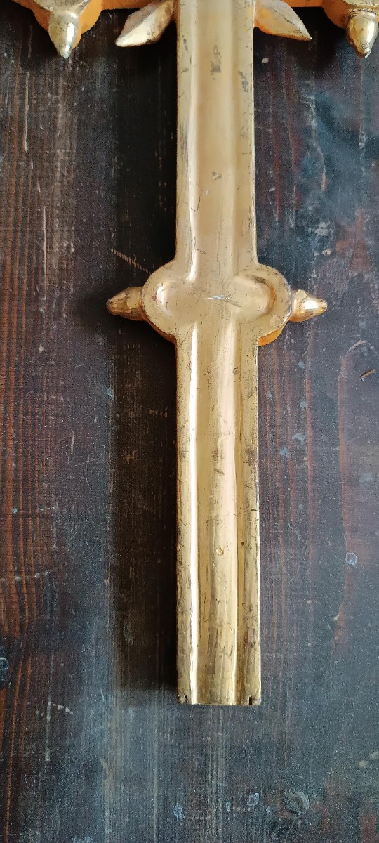 croce antica Antica croce in legno dorato XVIII secolo-photo-2