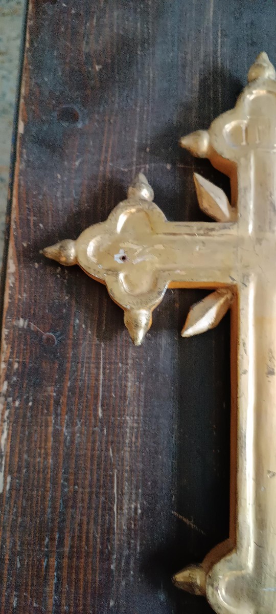 croce antica Antica croce in legno dorato XVIII secolo-photo-4