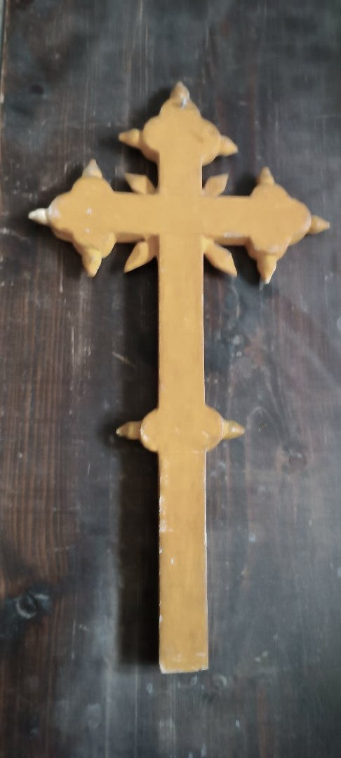 croce antica Antica croce in legno dorato XVIII secolo-photo-3