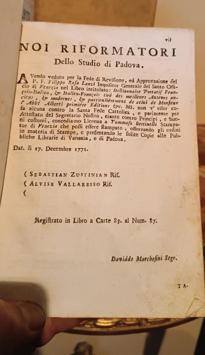 Dizionario Italiano-Francese/Francese-Italiano 2 volumi 1775 de Alberti venezia-photo-3
