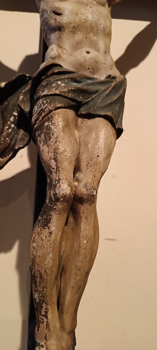 Antico grande cristo in legno policromo fine XVII secolo --photo-7
