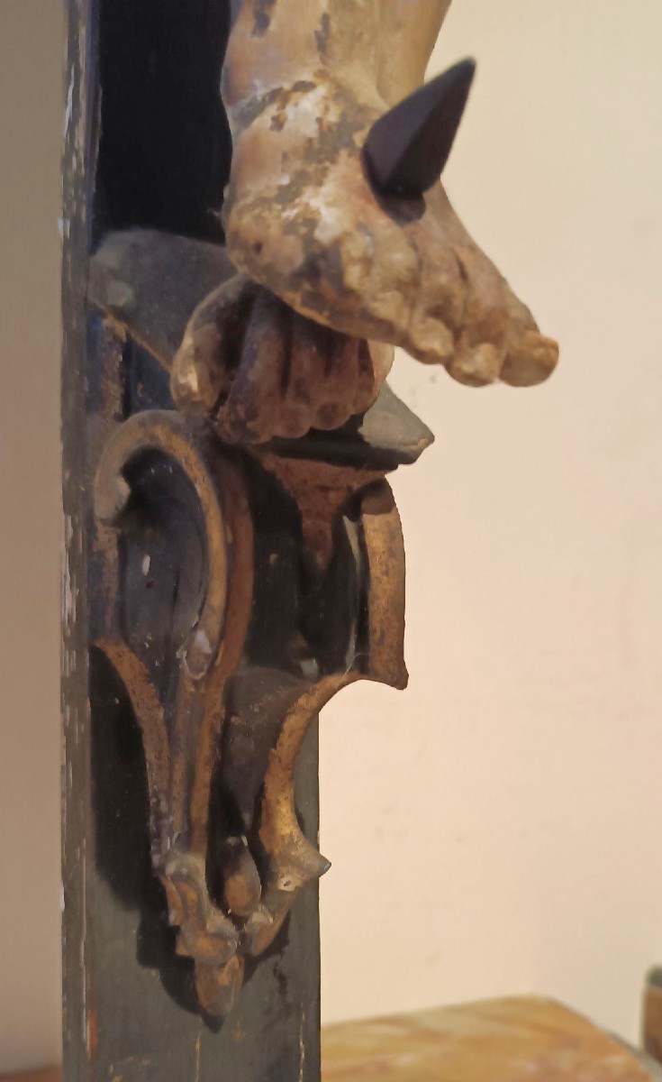 Antico grande cristo in legno policromo fine XVII secolo --photo-8