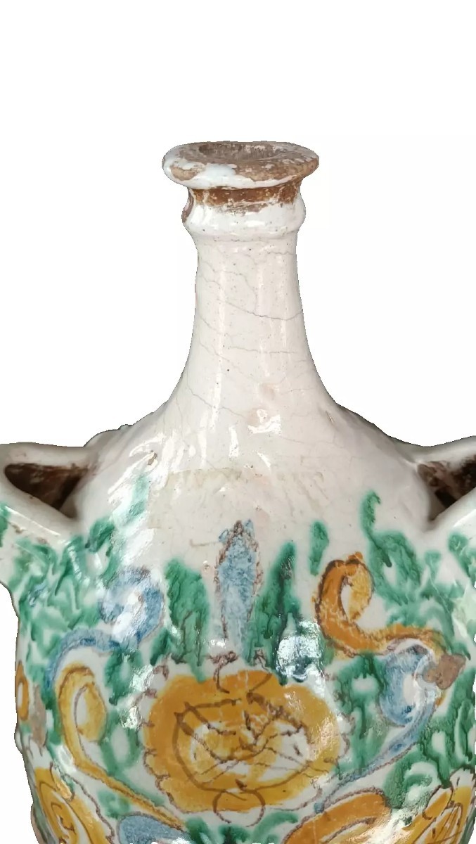   FIASCA  ANTICA IN  MAIOLICA  XVII SECOLO ITALIA MERIDIONALE0-photo-3