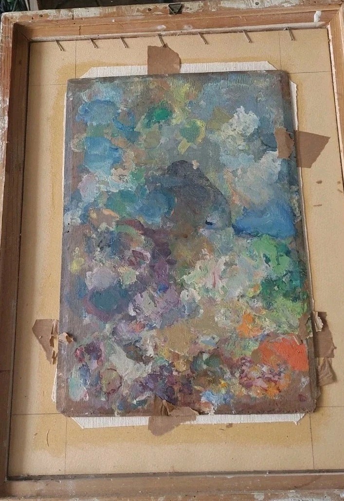 DIPINTO OLIO SU TAVOLA PRIMI 900 PAESAGGIO CORNICE IMPRESSIONISTA-photo-4