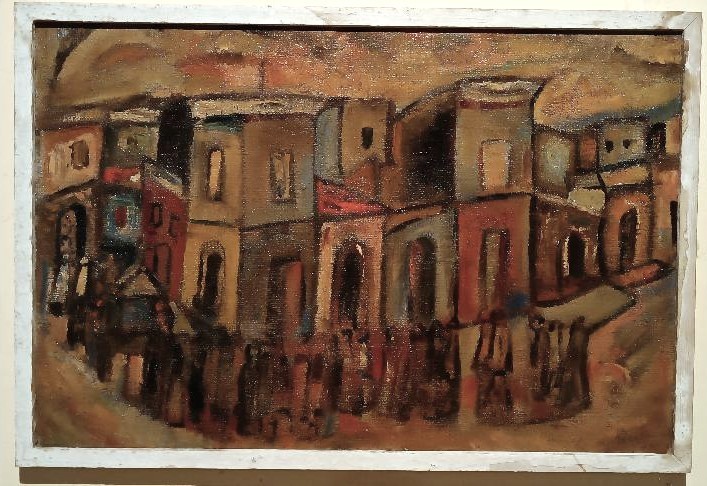 Olio su tela "Funerali a Siracusa" di FERRUCCIO FERRI - Mostra Golfo di La Spezia, anni '40-photo-3