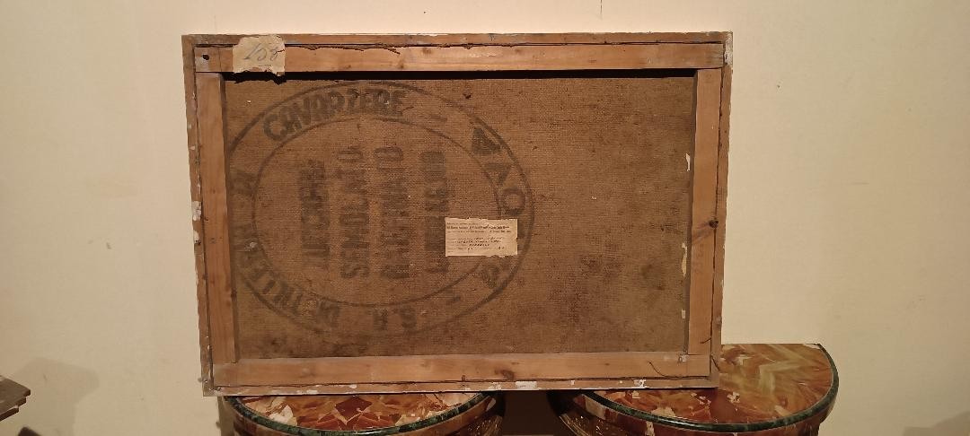 Olio su tela "Funerali a Siracusa" di FERRUCCIO FERRI - Mostra Golfo di La Spezia, anni '40-photo-1