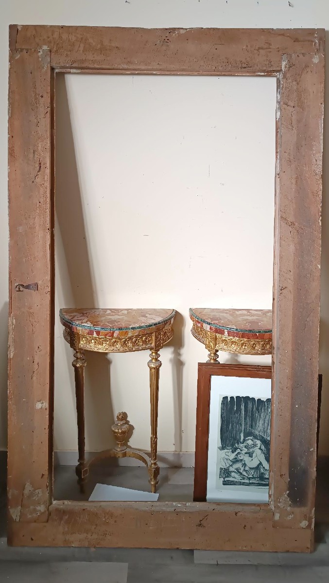 Antica grande cornice laccata e dorata XVII secolo-photo-3