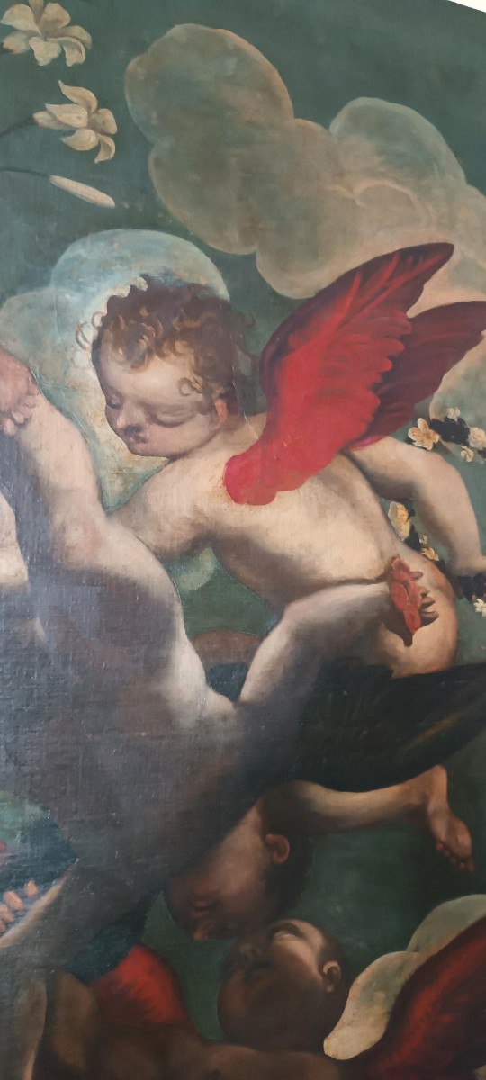 Grande Dipinto antico olio su tela scuola veneta XVII secolo-photo-3