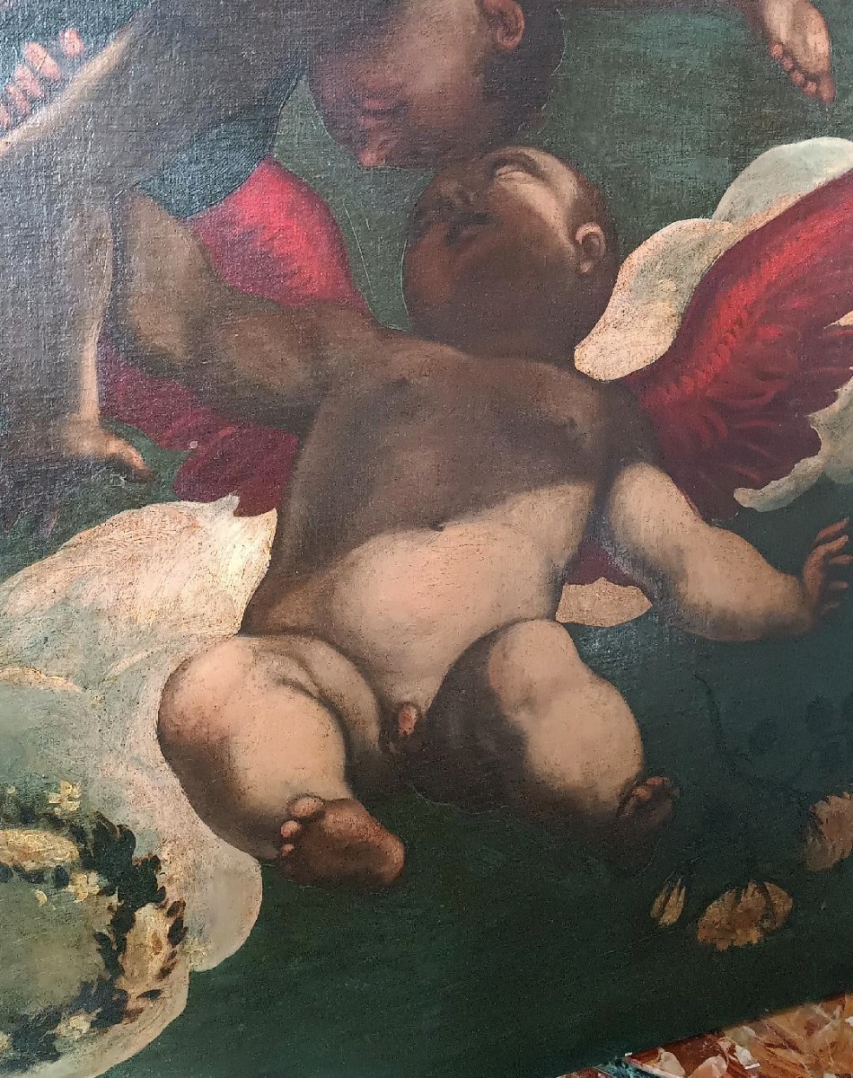 Grande Dipinto antico olio su tela scuola veneta XVII secolo-photo-4