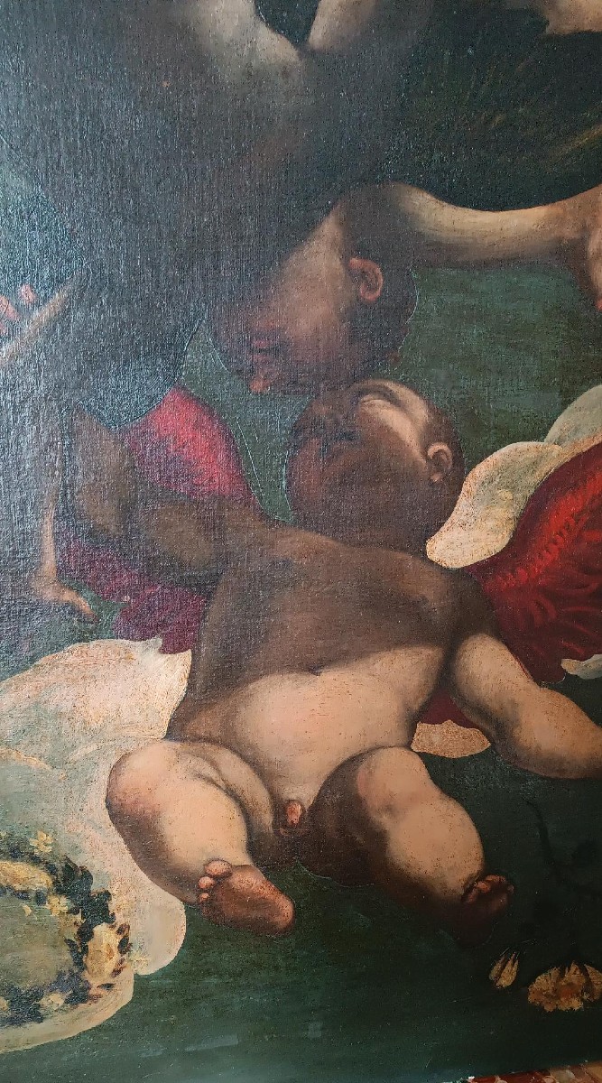 Grande Dipinto antico olio su tela scuola veneta XVII secolo-photo-5