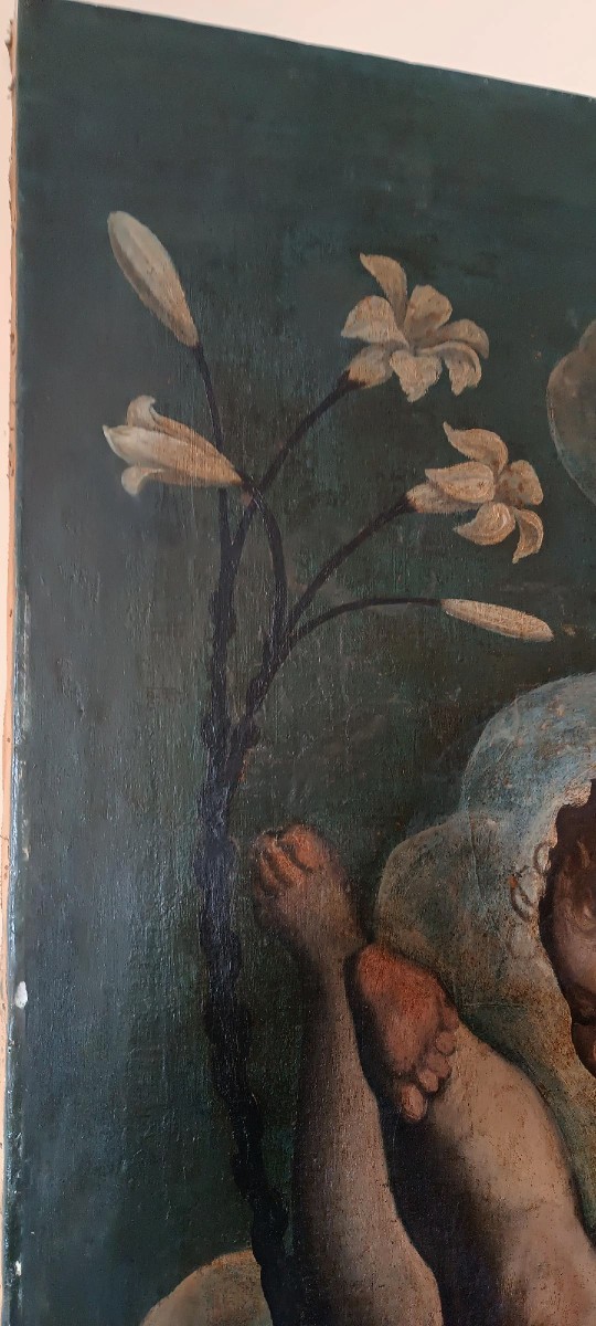 Grande Dipinto antico olio su tela scuola veneta XVII secolo-photo-7