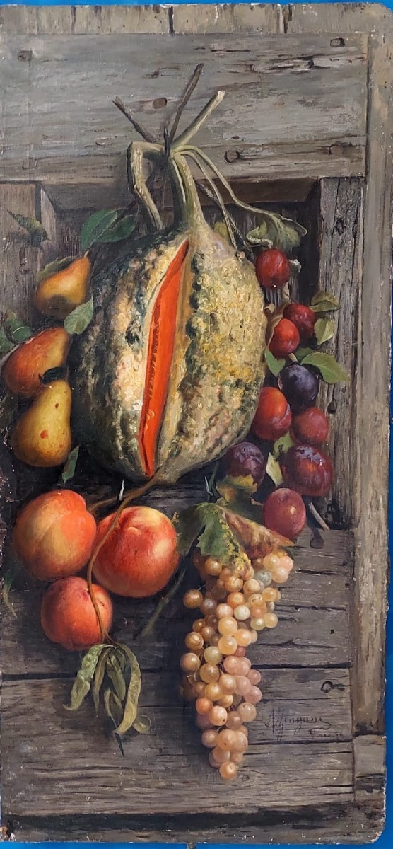 ZINGONI AURELIO FIRENZE   1853-1922 , DIPINTO  OLIO SU TELA, NATURA MORTA. -photo-2