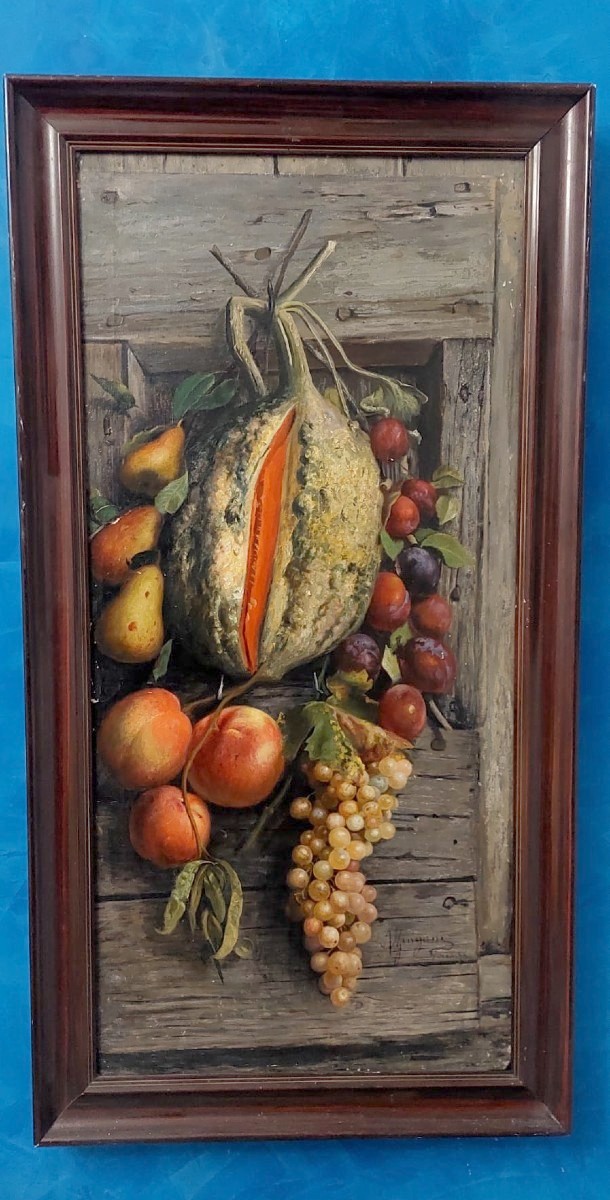 ZINGONI AURELIO FIRENZE   1853-1922 , DIPINTO  OLIO SU TELA, NATURA MORTA. 