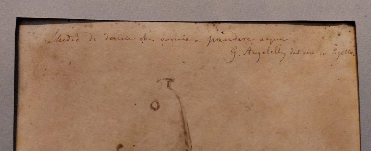 Giuseppe Angelelli  1803-1844. disegno a china su carta , reca la scritta : Studio donne Egitto-photo-1