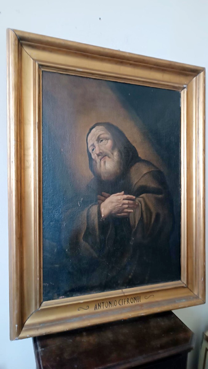 Dipinto antico olio su tela -San Francesco Di Paola -Antonio Cifrondi ( 1656-1730 )-photo-2