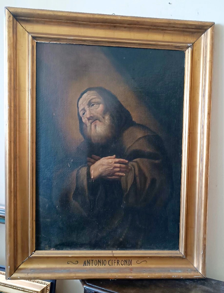 Dipinto antico olio su tela -San Francesco Di Paola -Antonio Cifrondi ( 1656-1730 )-photo-3