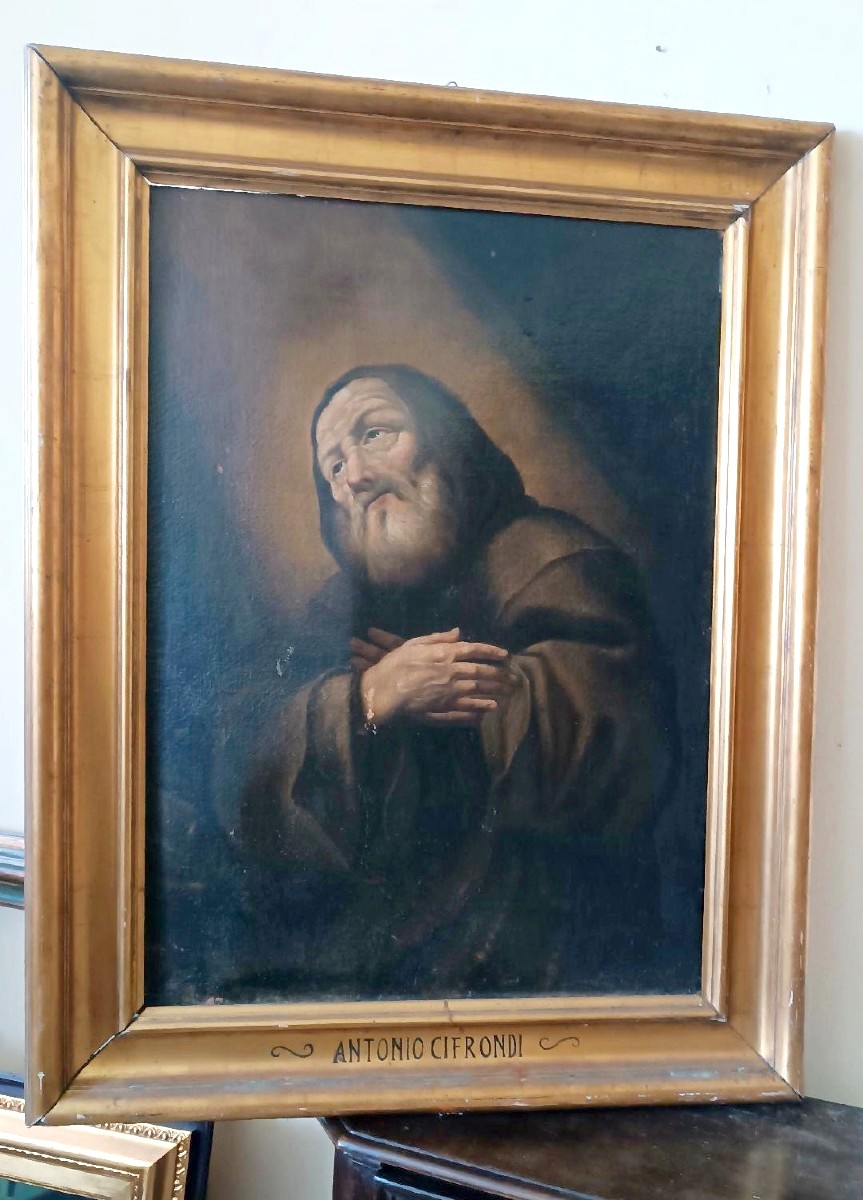Dipinto antico olio su tela -San Francesco Di Paola -Antonio Cifrondi ( 1656-1730 )