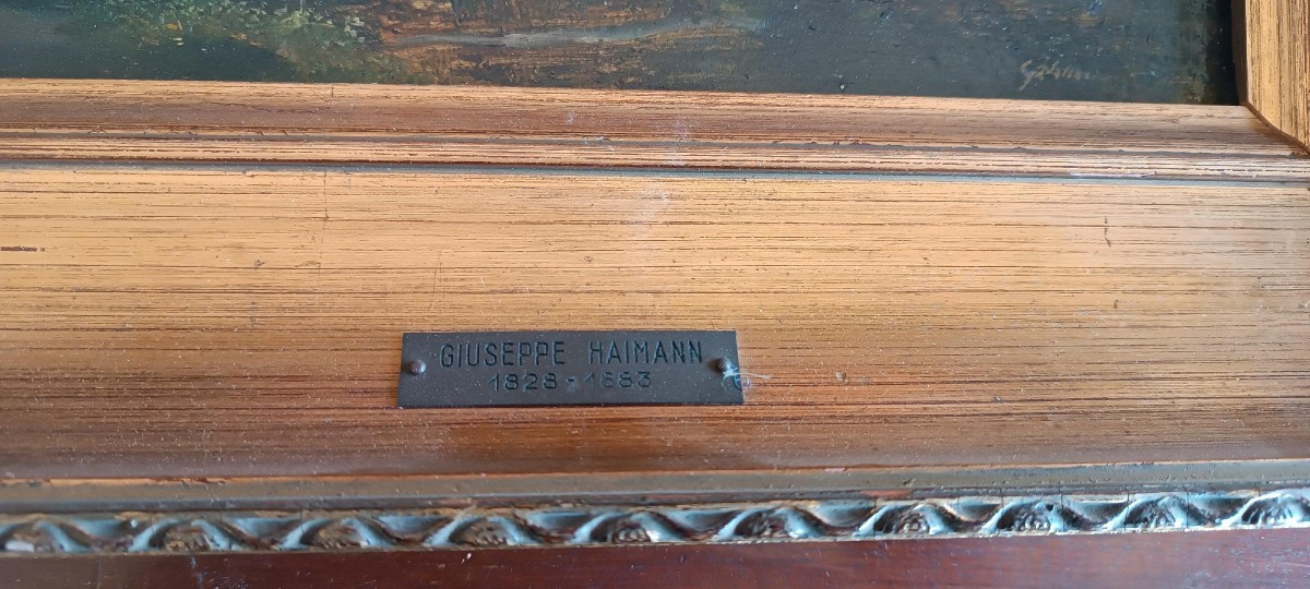 Dipinto olio su tavoletta , GIUSEPPE HAINMANN (Milano 1828-Alessandria d'egitto 1883)-photo-5