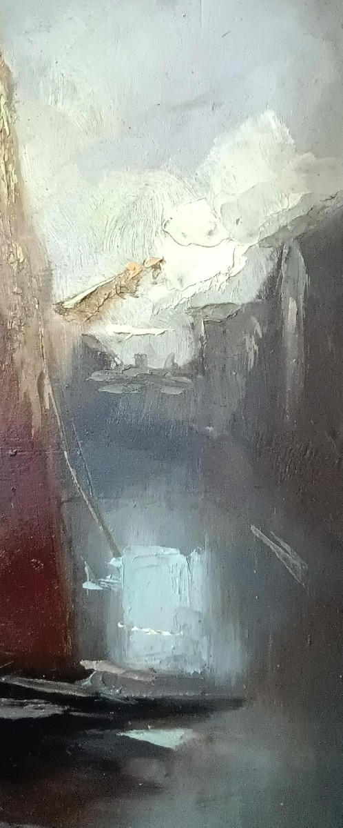 DIPINTO ANTICO OLIO SU TAVOLA FINE XIX secolo -Barche -firmato-Cornice antica-photo-4