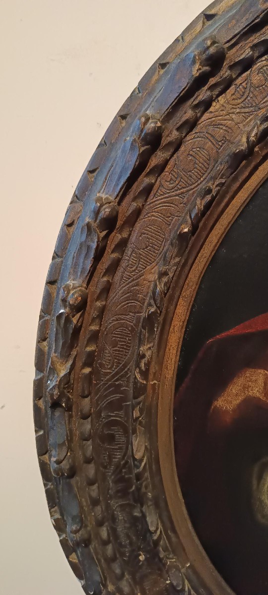 Antico dipinto olio su tela Salomè con la testa del Battista- XVIII secolo-photo-7