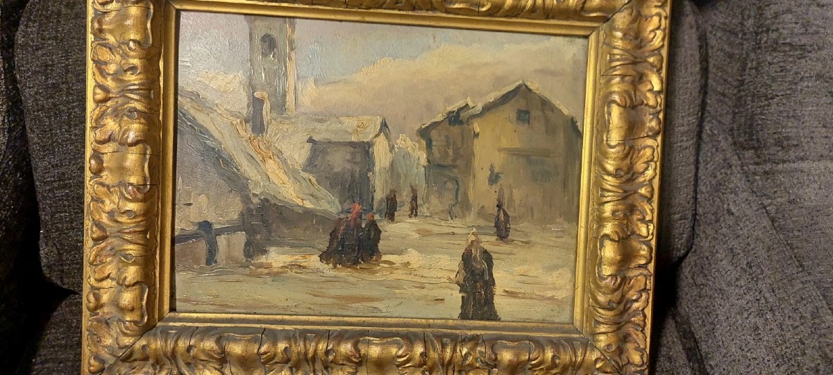 ANTICO DIPINTO SCUOLA FRANCESE XIX SECOLO-photo-4