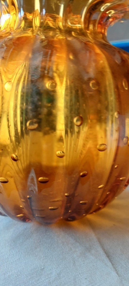 RARO VASO  DA COLLEZIONE VETRO MURANO  AMBRATO , BAROVIER TOSO,  ANNI 50 VENEZIA ITALIA.-photo-2